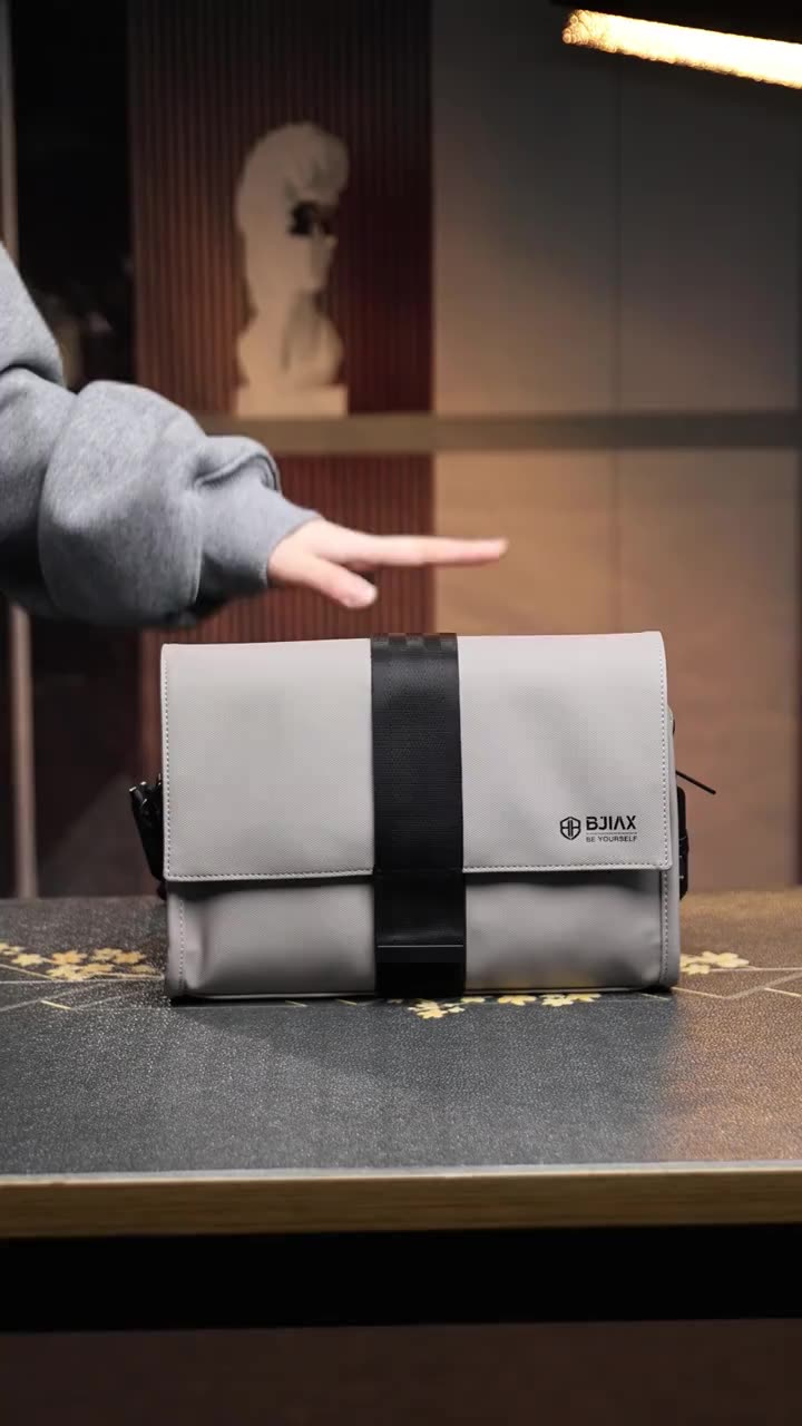 #BJIAX Nylon Polyester Button Waterproof Men Large Shoulder Bag