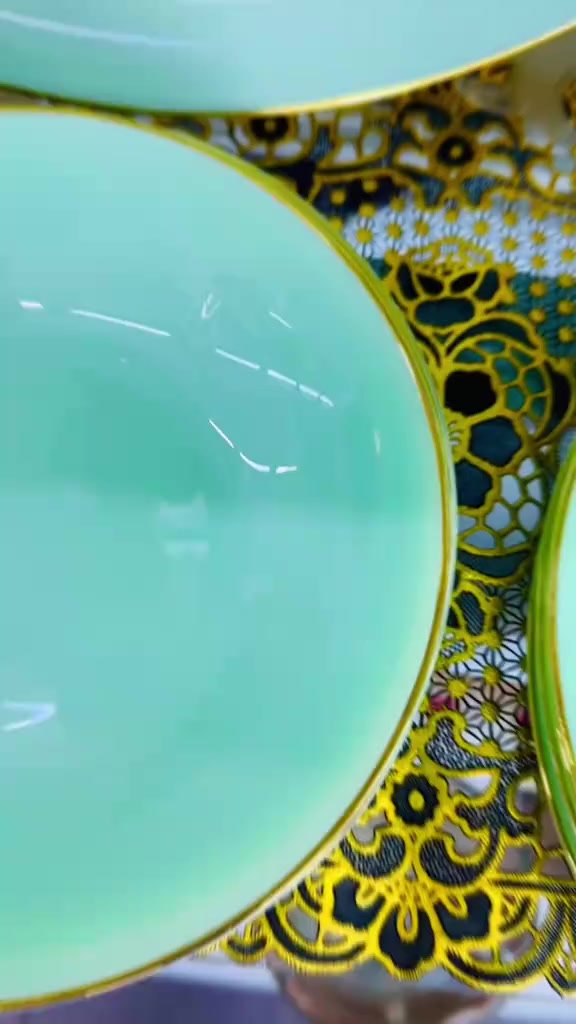 Exclusive 38pcs Jade Green Glass Dinner Set (For 6person).   #minotex