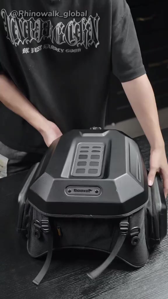 🏍️ Waterproof Hard Shell Motorcycle Tail Bag 💪 | Large Capacity Rear Seat Luggage for Adventure & Touring 🌧️  #Rhinowalk #MotorcycleLife #RiderGear #AdventureRide #WaterproofBag