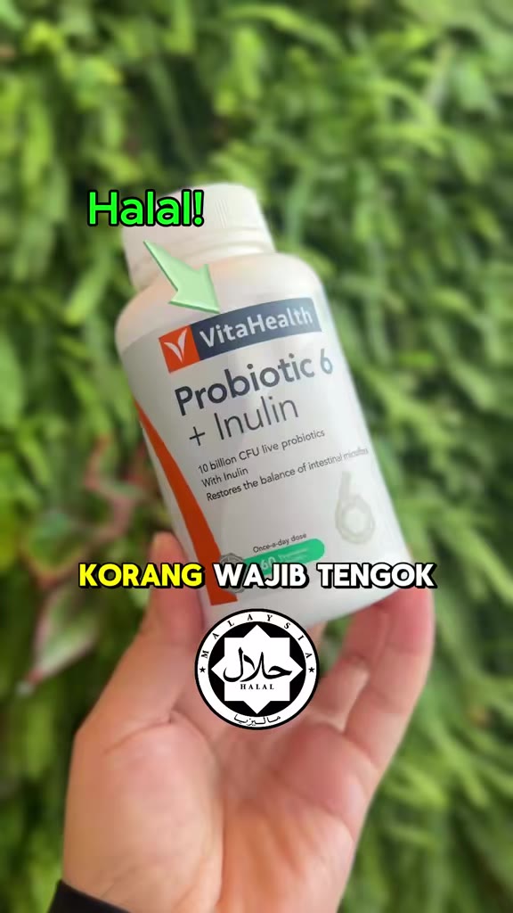 Nak cari probiotik yang bagus? 🌱✨ Ikuti langkah ni: 1️⃣ Pastikan ada prebiotik, macam VitaHealth Prebiotic 6 + Inulin! 2️⃣ Semak jenis probiotik yang ada. 3️⃣ Untuk Muslim, pastikan ada HALAL JAKIM! Mudah, kan?      #probiotik #kesihatan #healthy...