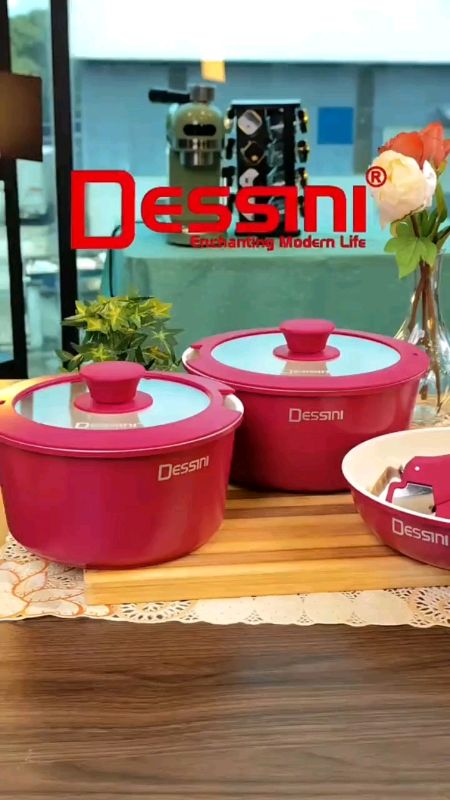 DESSINI ITALY i-Romanzo 6 PCS Detachable Handle Induction Casserole Pot Non Stick Frying Pan Wok Bowl Cookware PERIUK