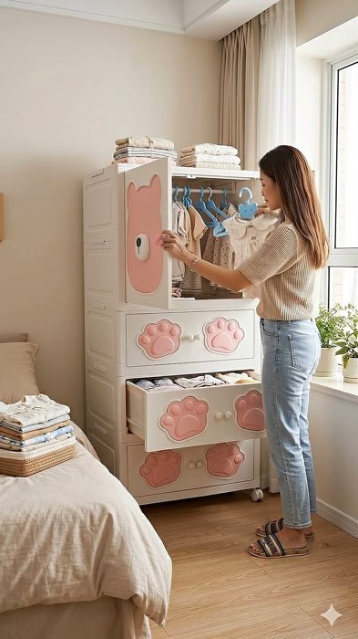 INHO Foldable Bear Wardrobe – Cute Design, Easy Everyday Storage #INHO #FoldableWardrobe #StorageCabinet #HomeOrganization #WardrobeStorage #shopeemy
