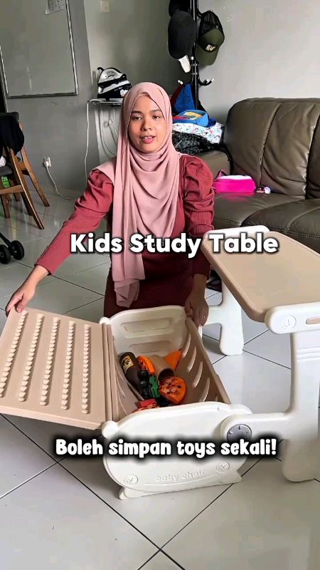 Sesuai untuk anak belajar & simpan barang dengan lebih teratur #MejaBelajarAnak #KidsStudyTable #3In1 #StorageDesk #BelajarSambilBermain #BarangRumah
