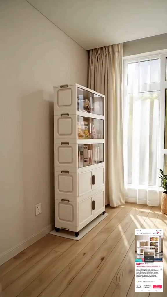 【ABC BEAR】Foldable Storage Cabinet Box Integrated Multi-tier Snack Cabinet Kitchen Storage Rack Stackable With Roller儲物櫃